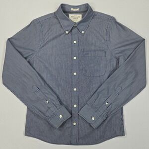 Abercrombie & Fitch Men Muscle Fit Blue Pinstripe Button Down Shirt Sz M Modern